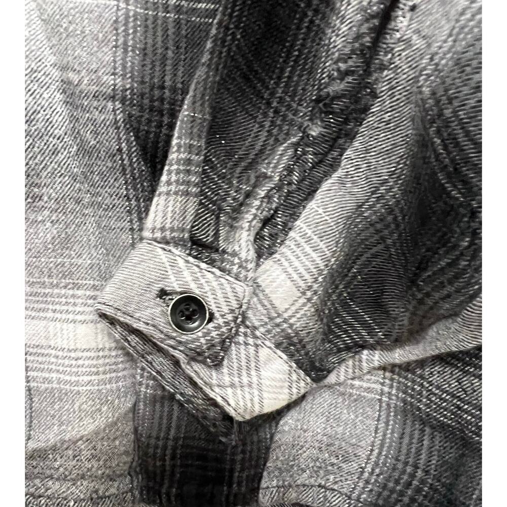CLOTH & STONE gray black silver whimsy ruffle neck flannel sz S - Picture 3 of 5